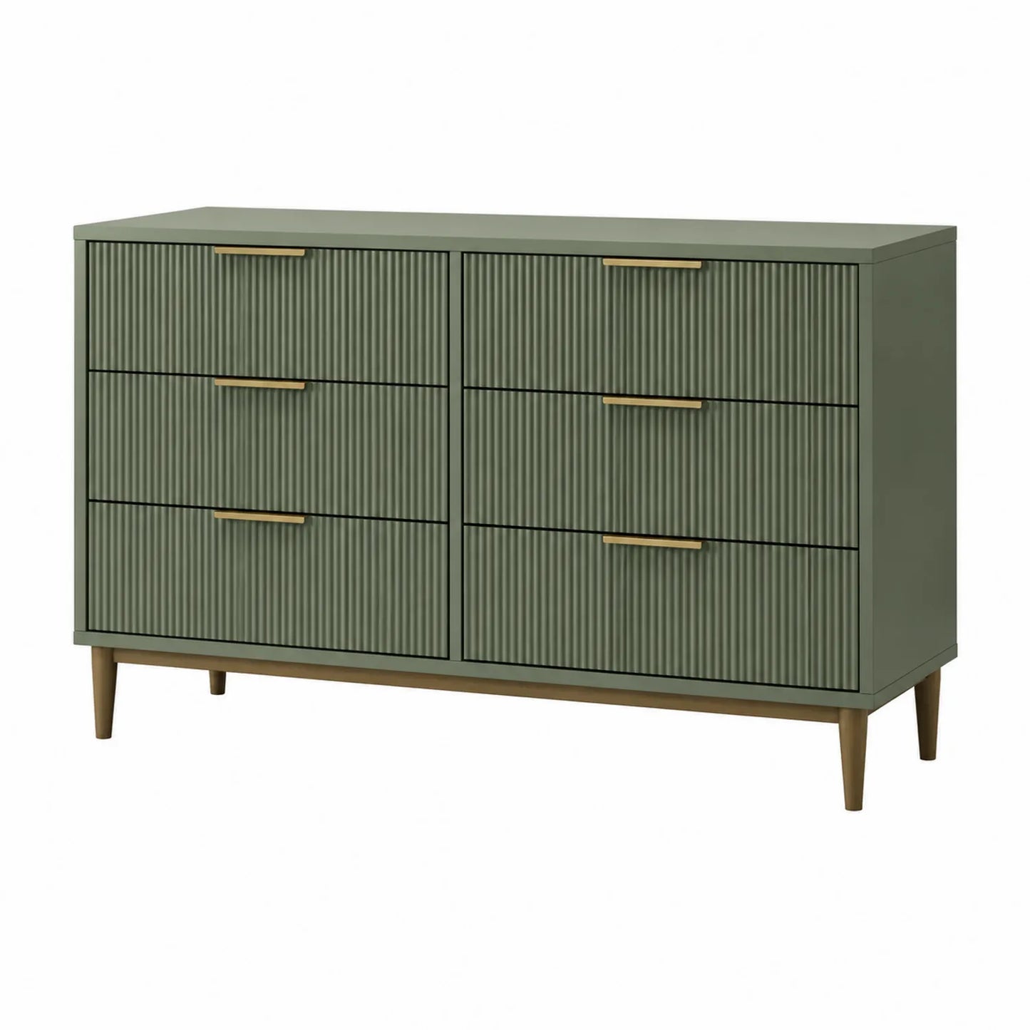 Cómoda de Madera 6 Cajones Verde Salvia 120x40x80 cm