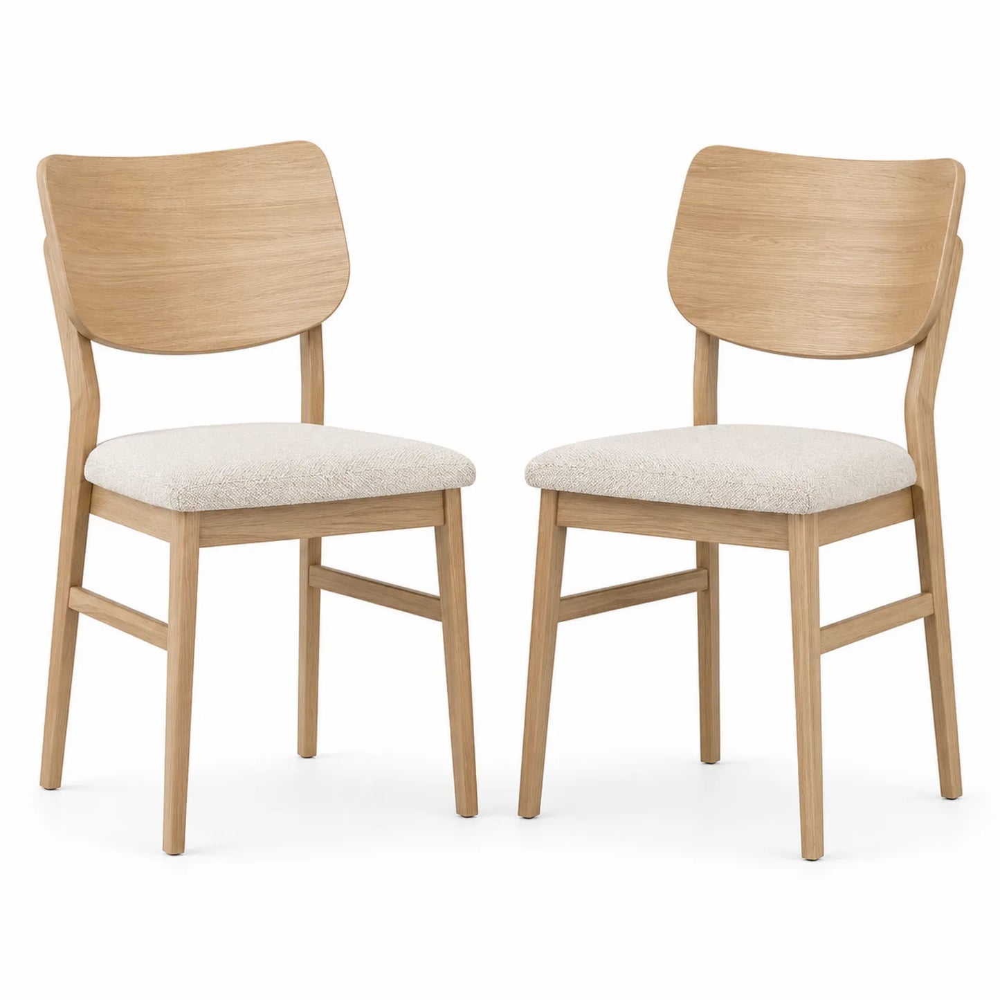 Conjunto de 2 sillas de madera de roble con asiento de poliéster beige 45x50x85 cm