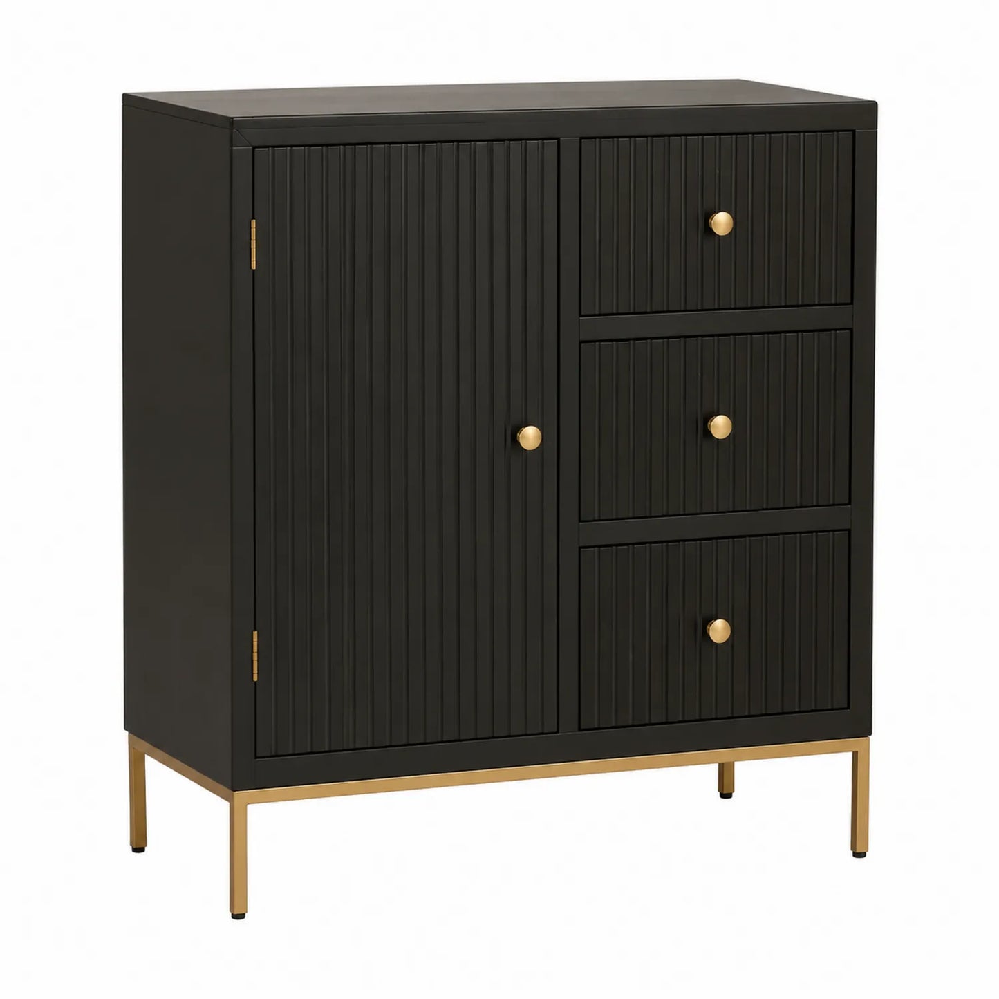 Aparador de Madera con Puertas y Cajones Negro 80x90x35 cm