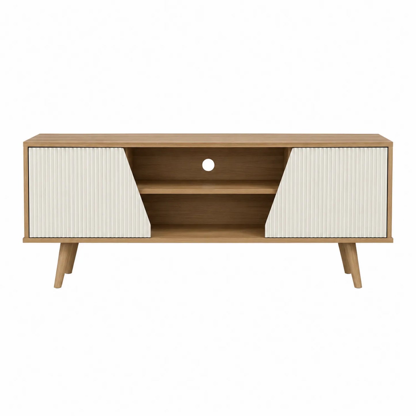 Mueble de TV de MDF Roble/Blanco 140x40x50 cm