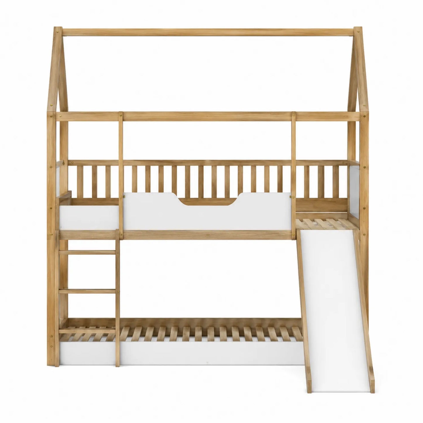 Litera de madera maciza con tobogán para niños 200x90 cm