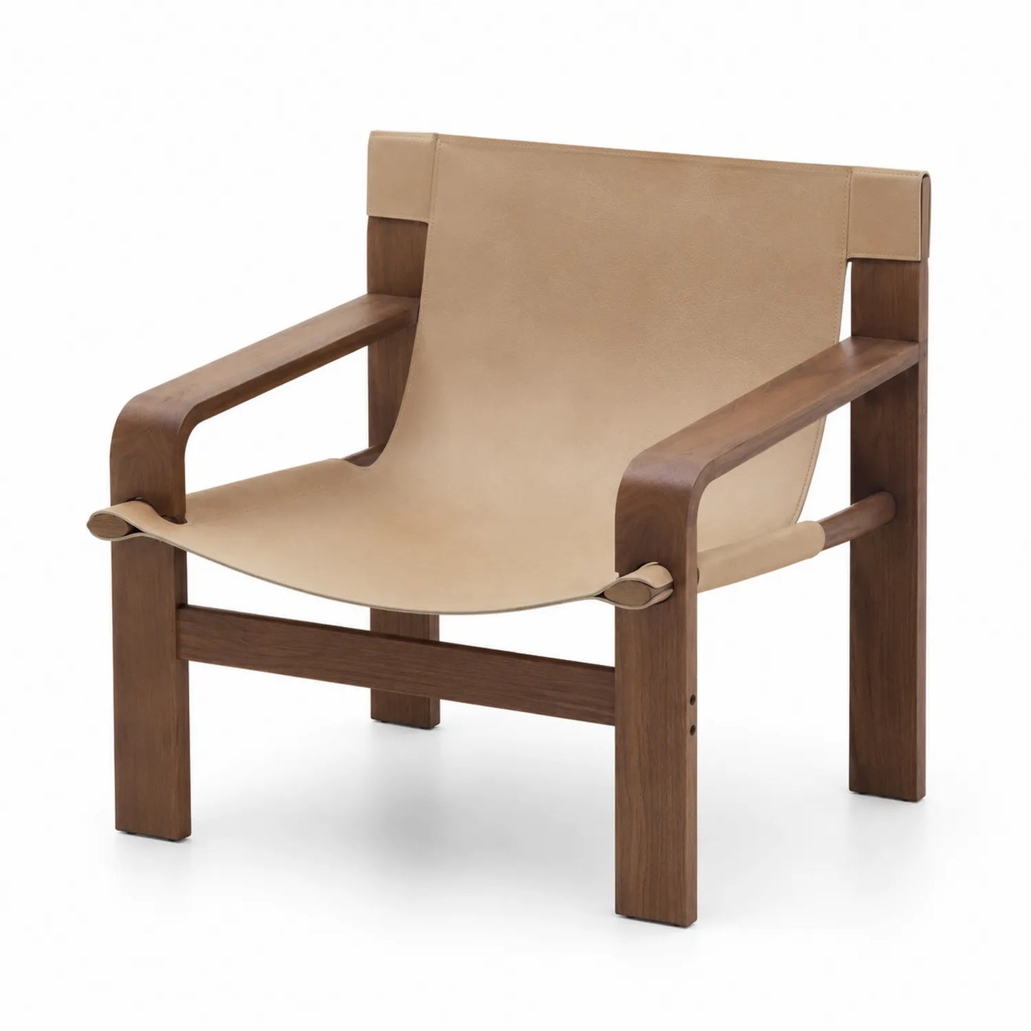 Silla de madera y cuero sintético Beige