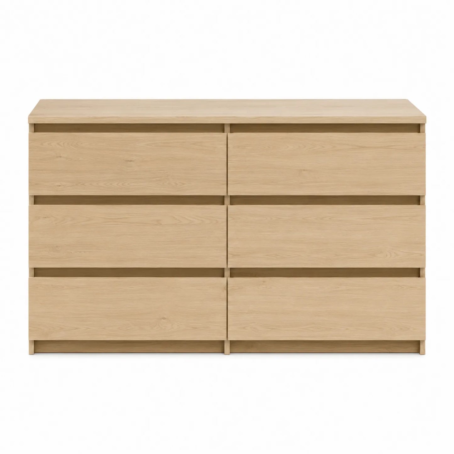 Cómoda de Madera de Roble con Seis Cajones 120x80 cm Color Natural