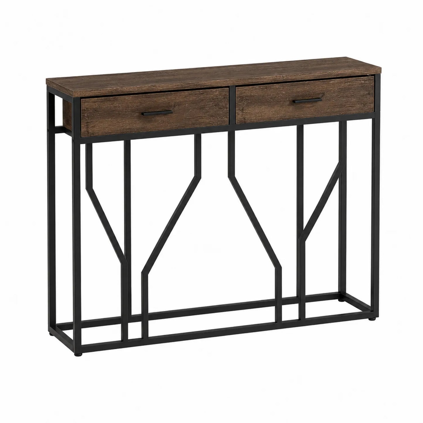 Mesa consola de madera y metal con cajones Marrón/Negro