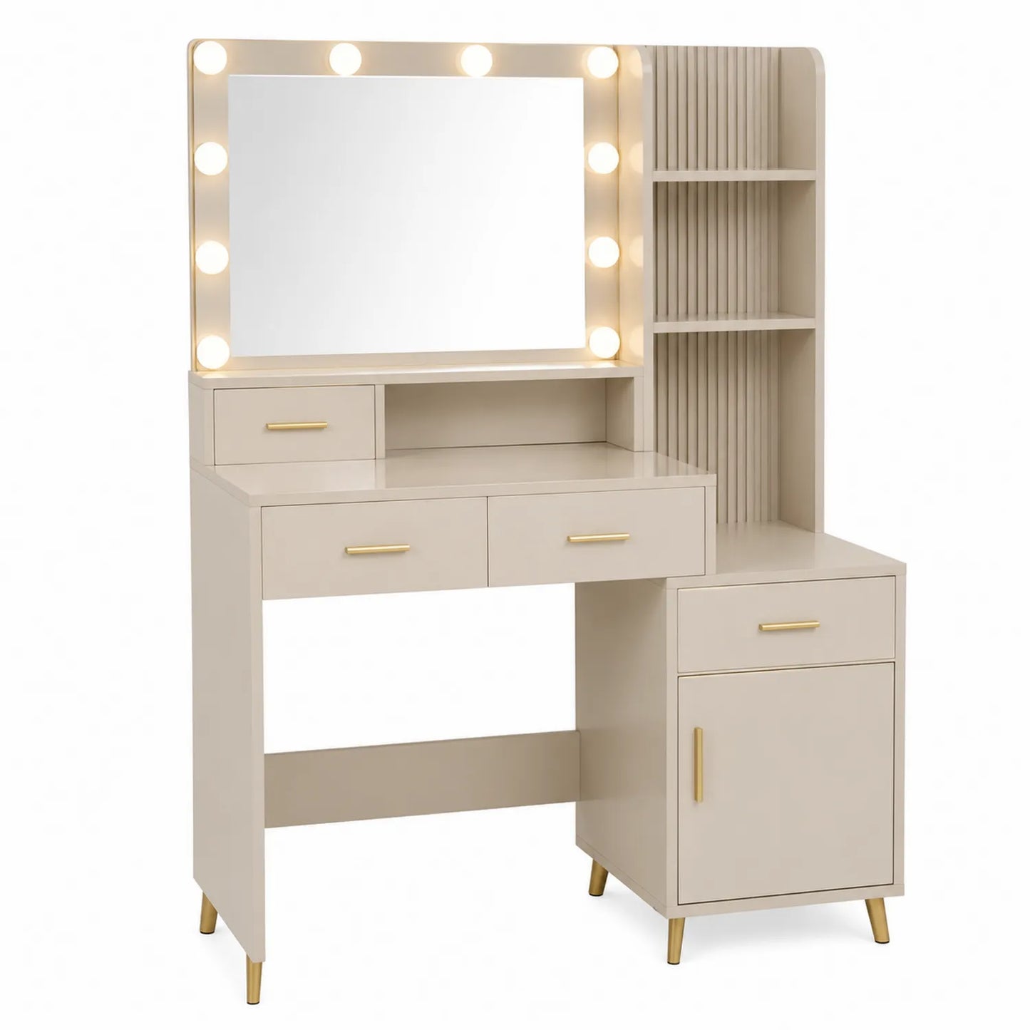 Tocador de MDF con Espejo y Luces LED Beige