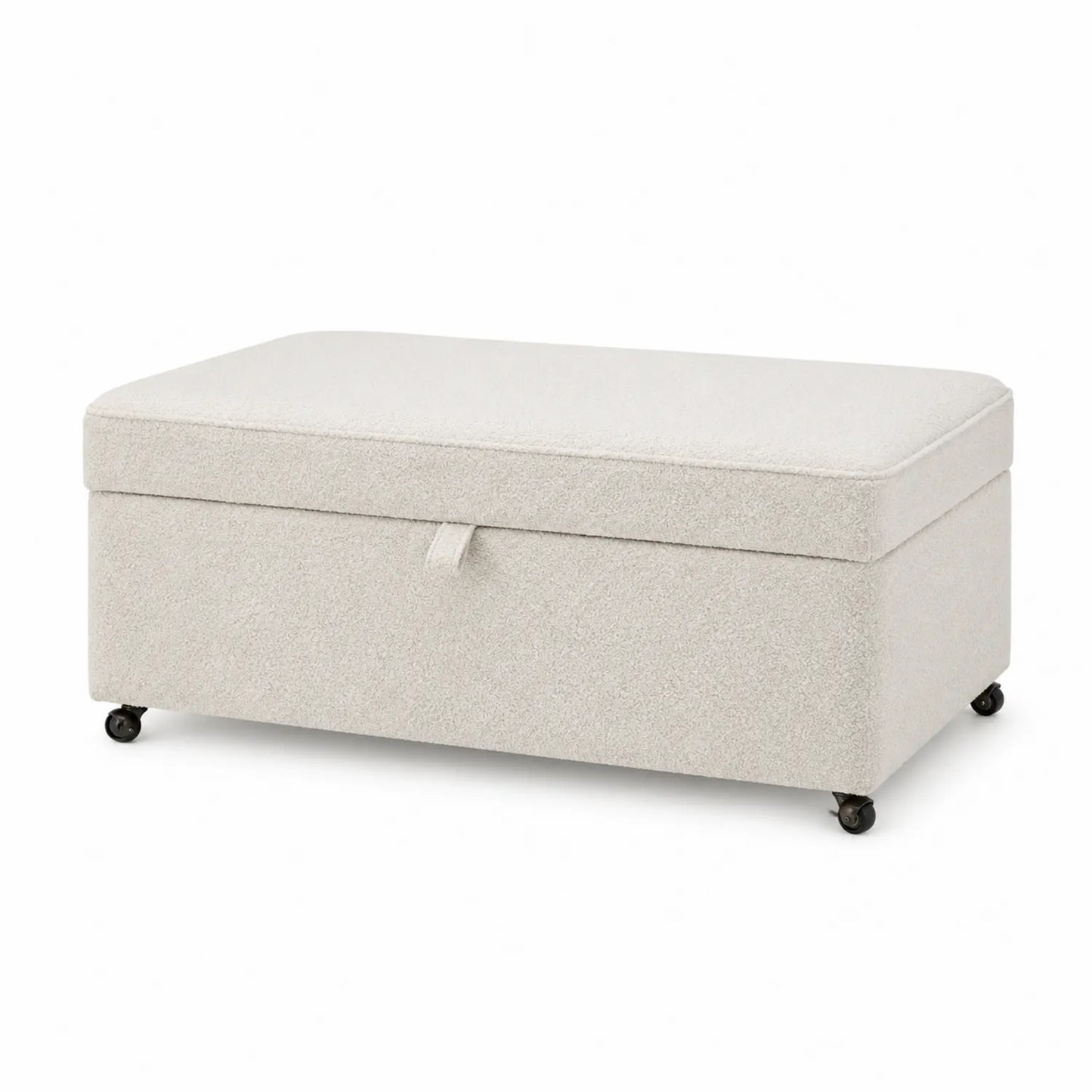 Banco de almacenamiento tapizado con ruedas Beige