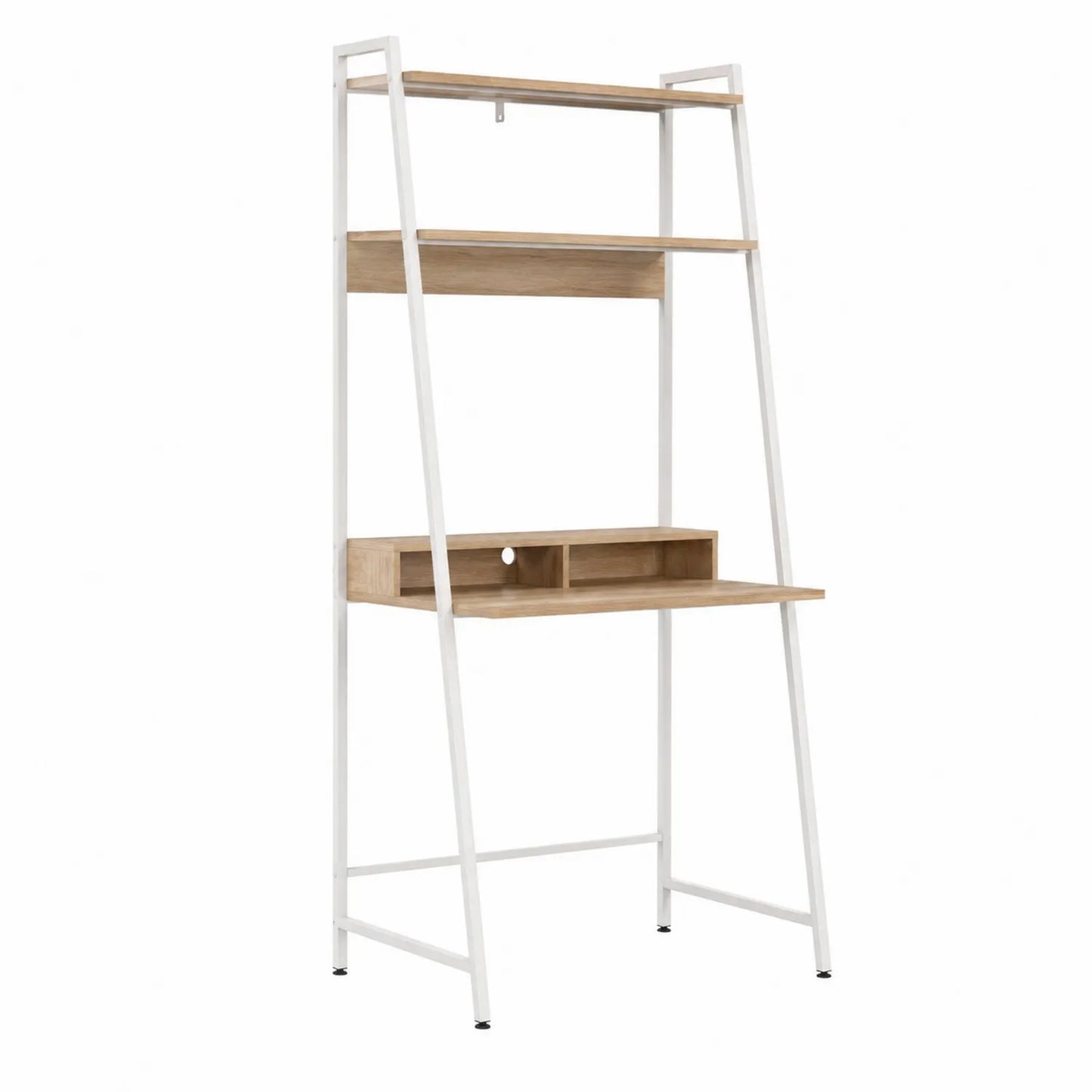 Escritorio de metal y madera con estantería forma escalera 120x50x150 cm