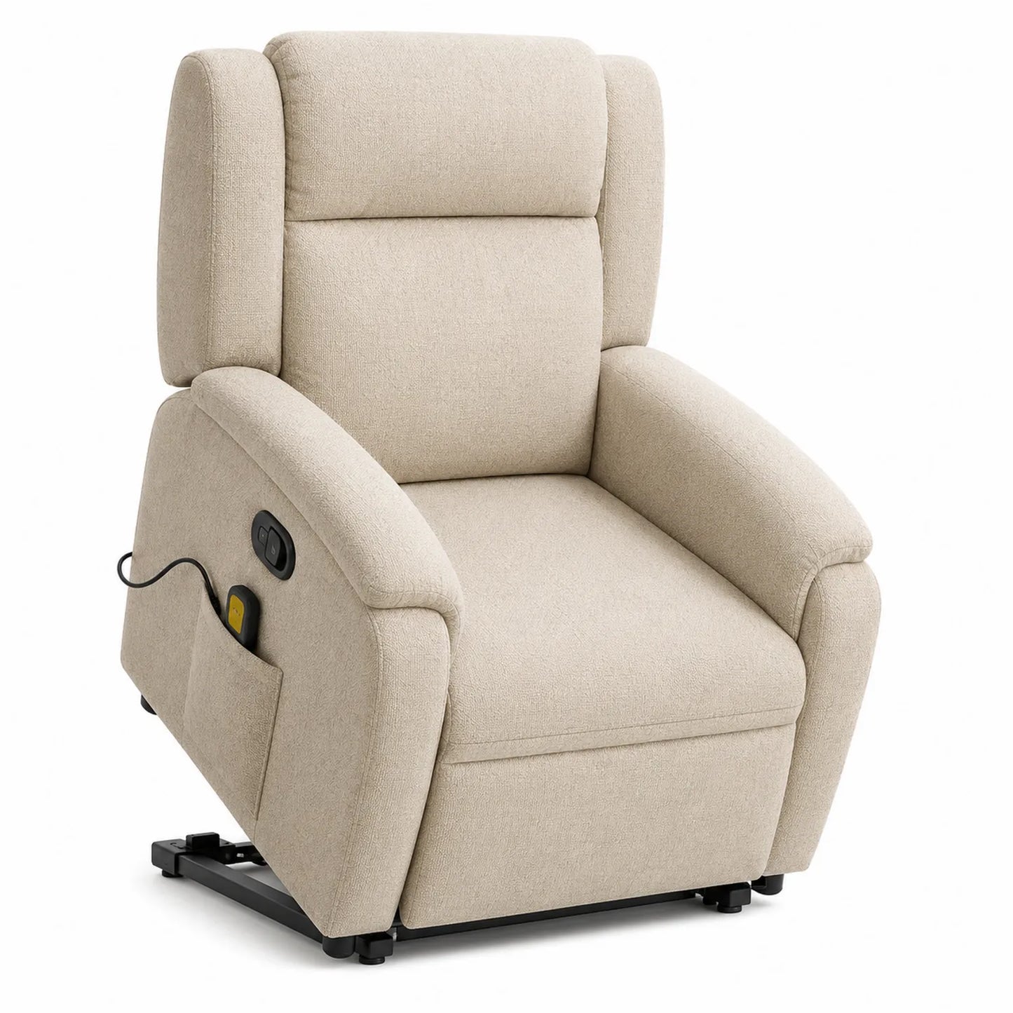 Sillón reclinable eléctrico de poliéster beige 70x90x100 cm