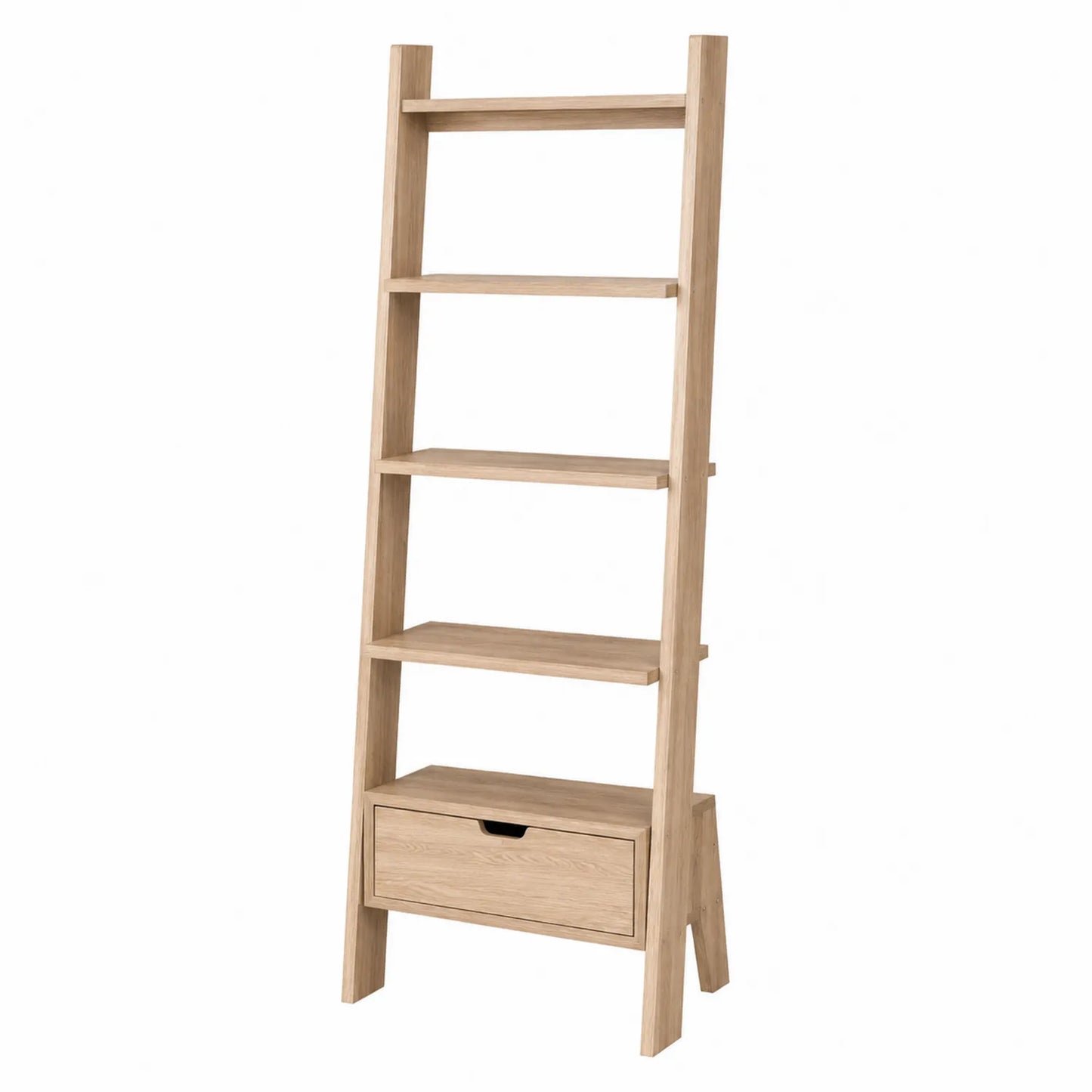 Estantería de madera con forma de escalera 5 niveles roble 180x65x35 cm