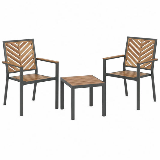 Conjunto de Mesa y Sillas de Aluminio y Madera para Exterior