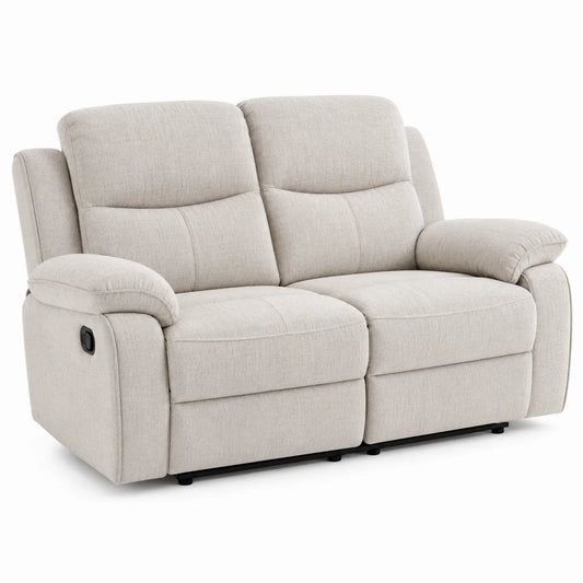 Sofá reclinable de tela beige para 2 plazas