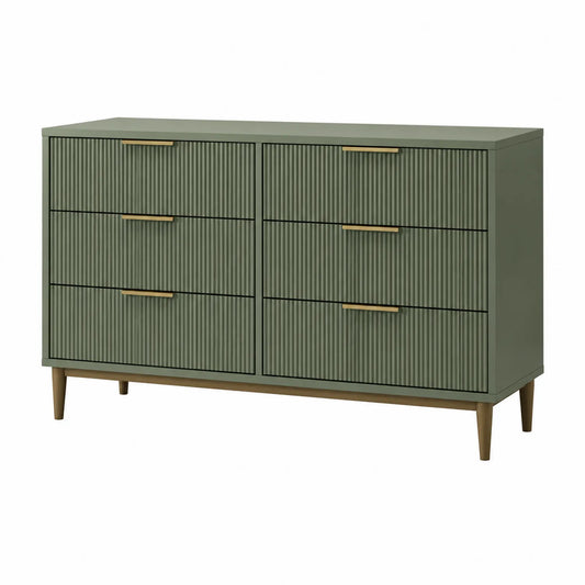 Cómoda de Madera 6 Cajones Verde Salvia 120x40x80 cm