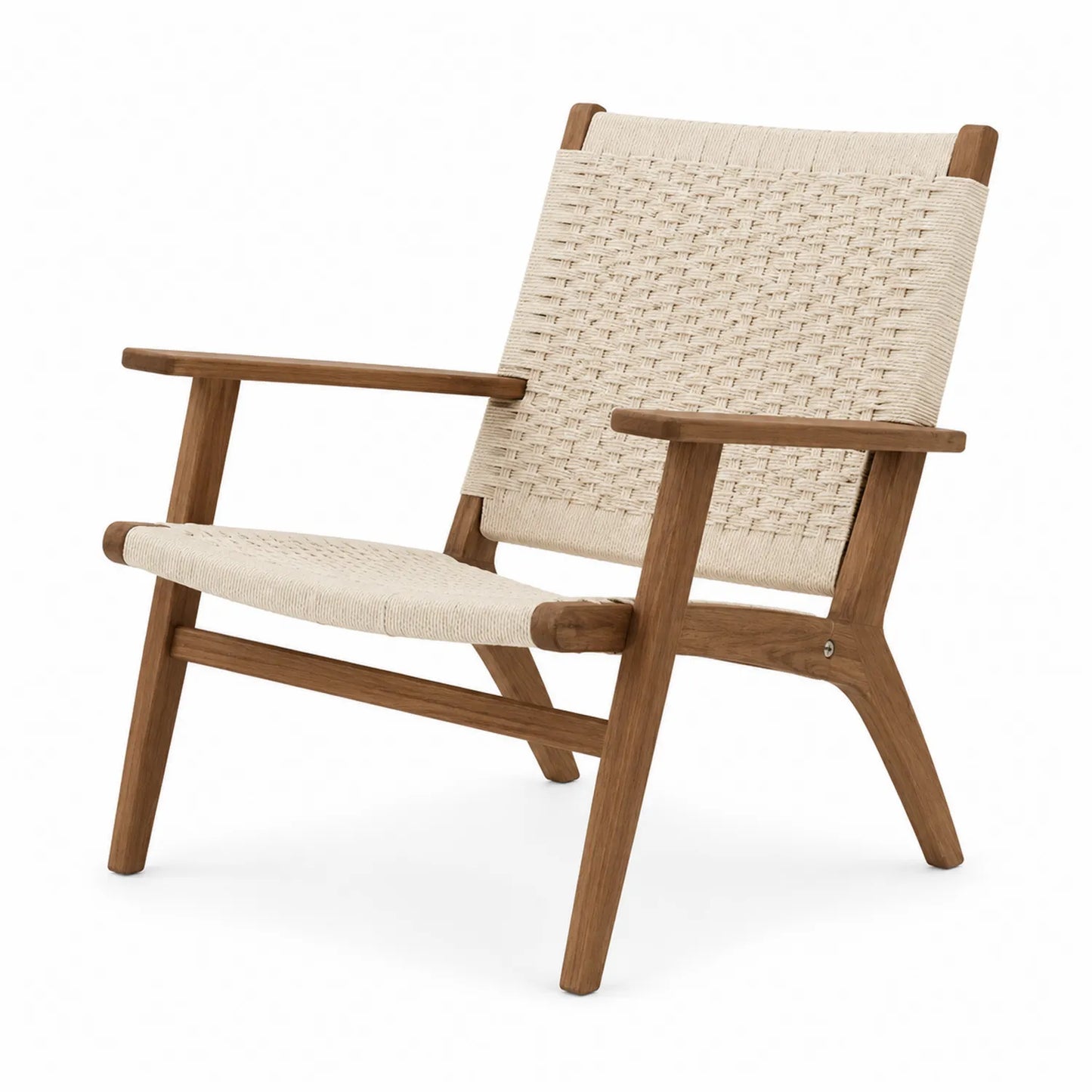 Silla de Madera de Teca y Cuerda Tejida Beige 75x70x70 cm