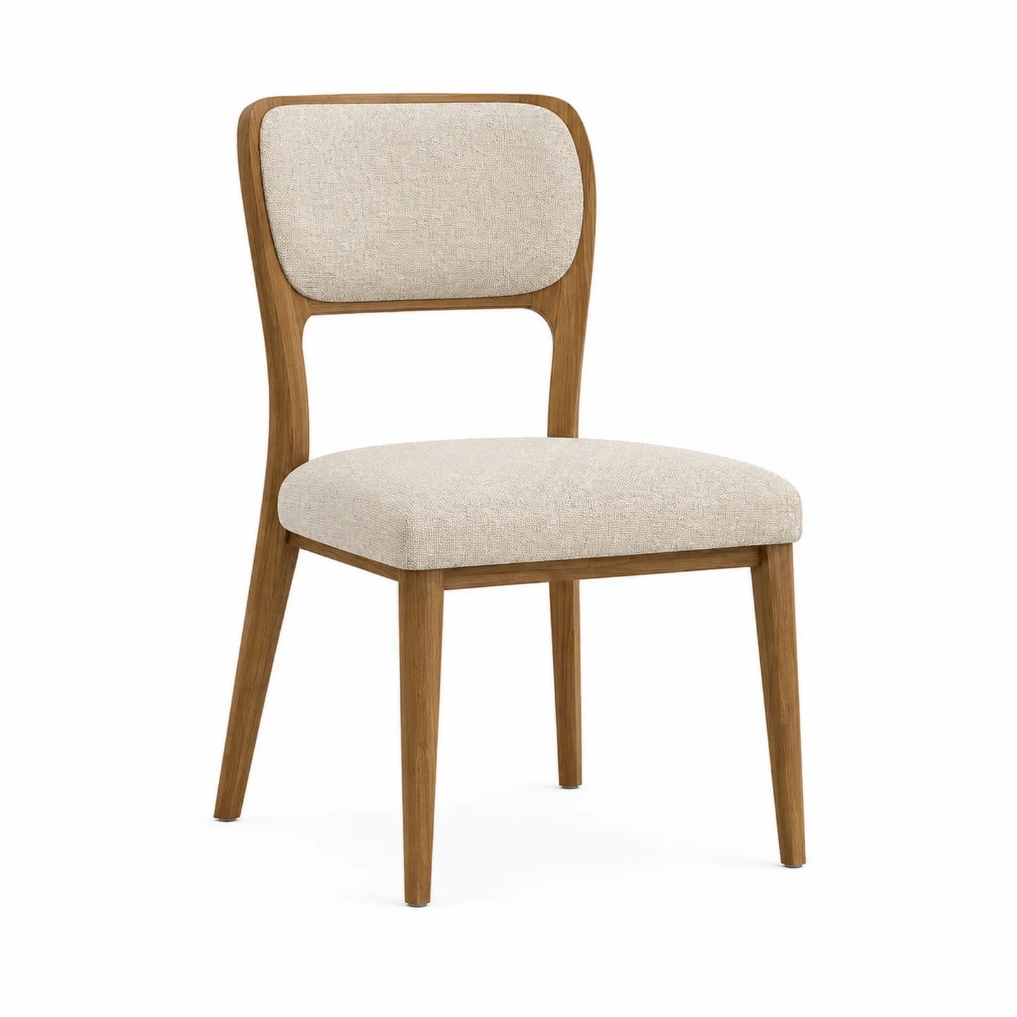 Silla de Madera con Tapizado de Lino Beige 45x50x80 cm