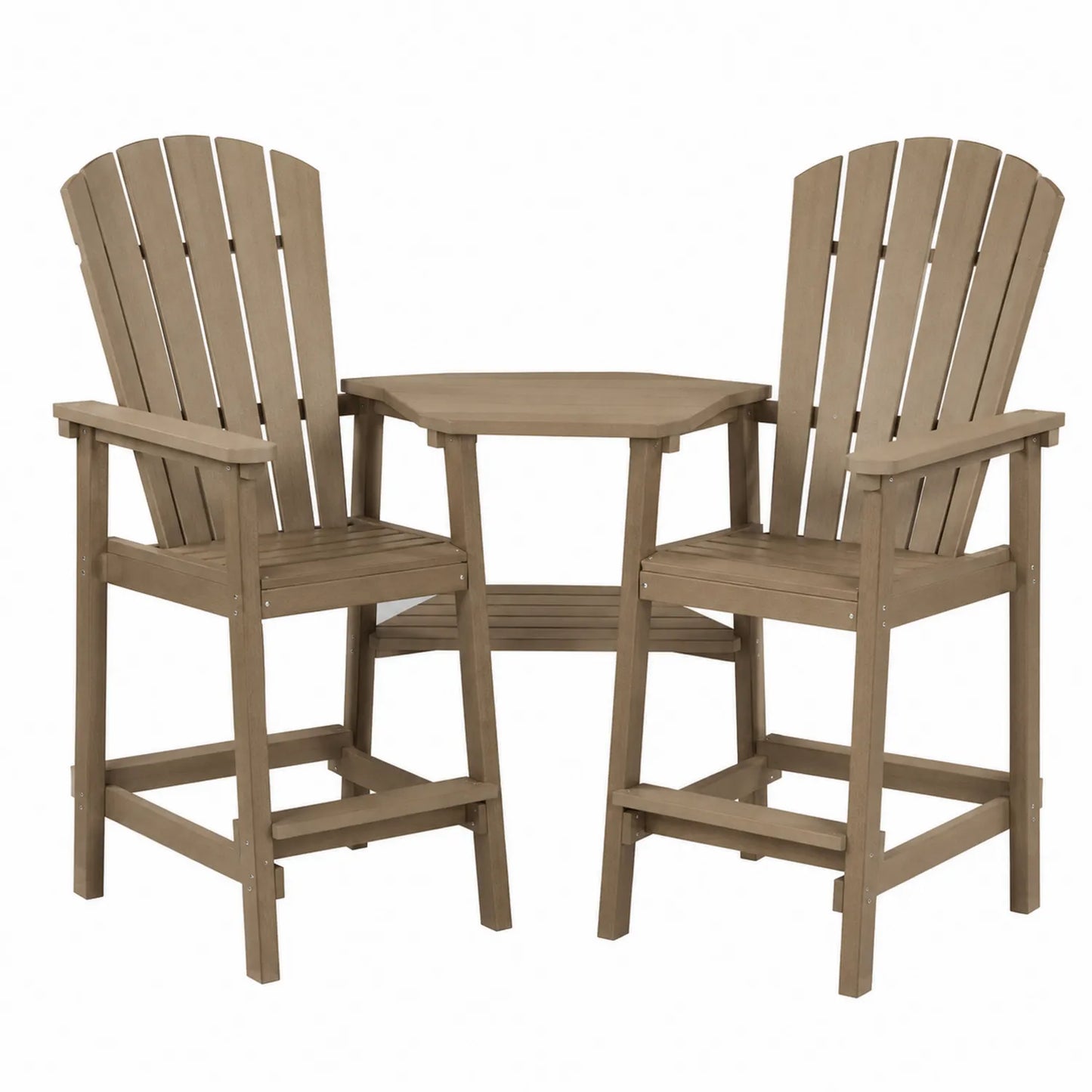 Conjunto de Muebles de Exterior de Madera Marrón 2 Sillas y Mesa