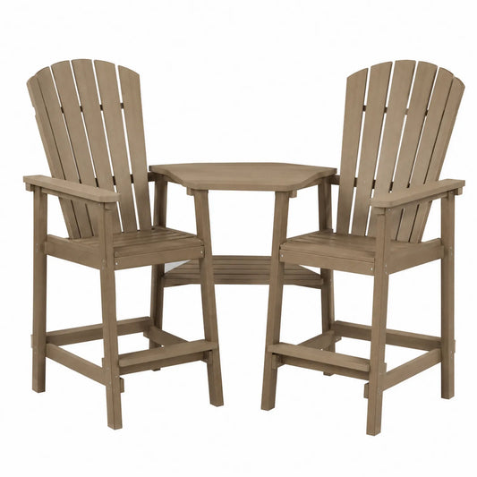 Conjunto de Muebles de Exterior de Madera Marrón 2 Sillas y Mesa