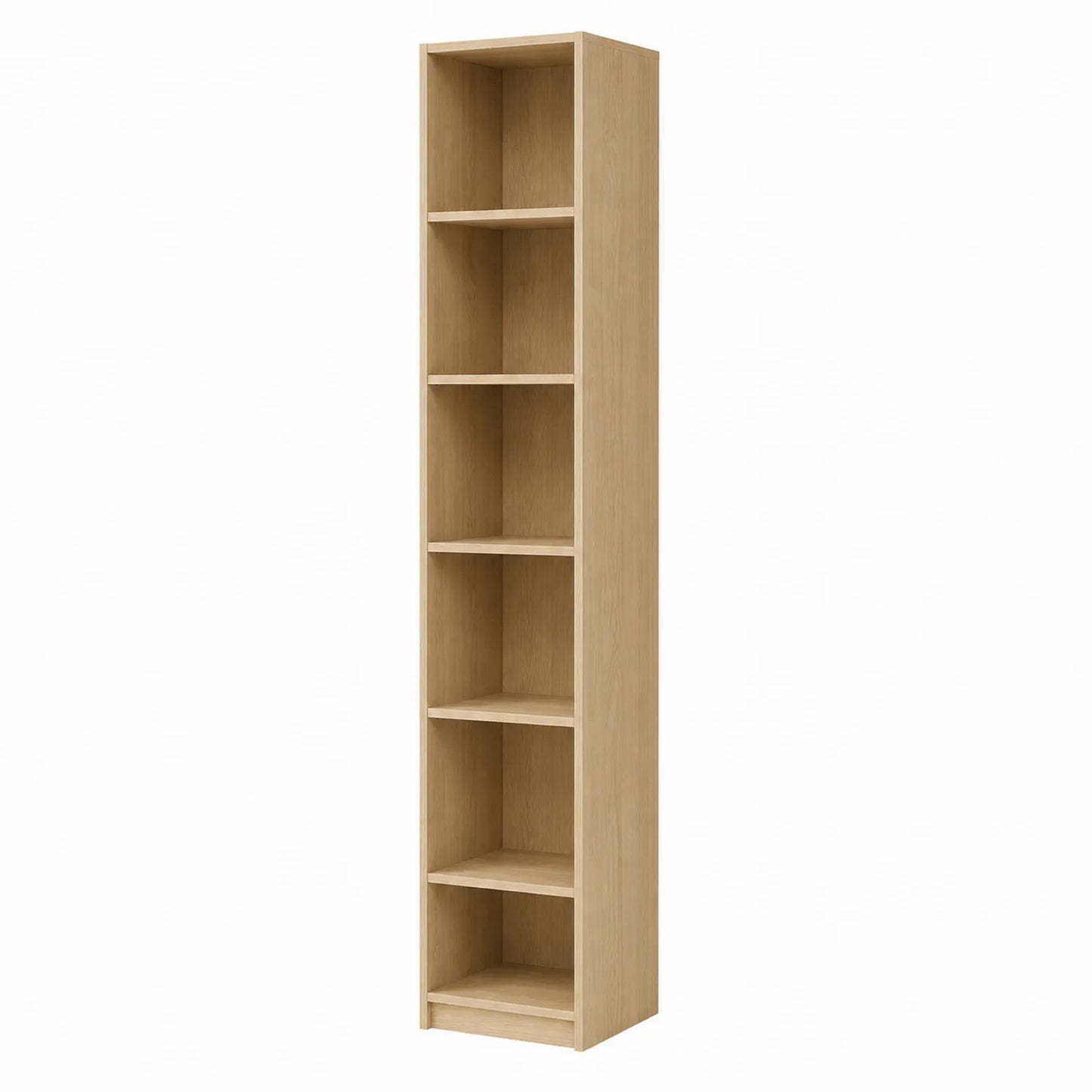 Estantería alta de madera de roble con 6 estantes