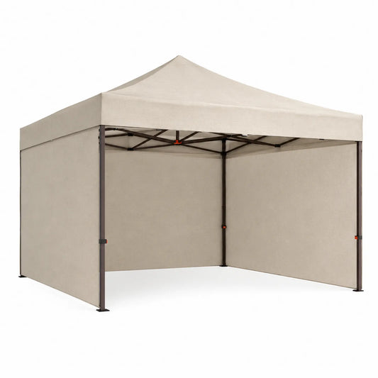 Cenador Plegable de Acero y Poliéster Beige 3x3 m