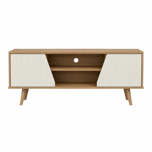 Mueble de TV de MDF Roble/Blanco 140x40x50 cm