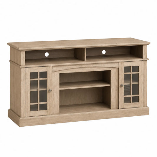 Mueble de televisión de madera con puertas de vidrio esmerilado 145x40x80 cm