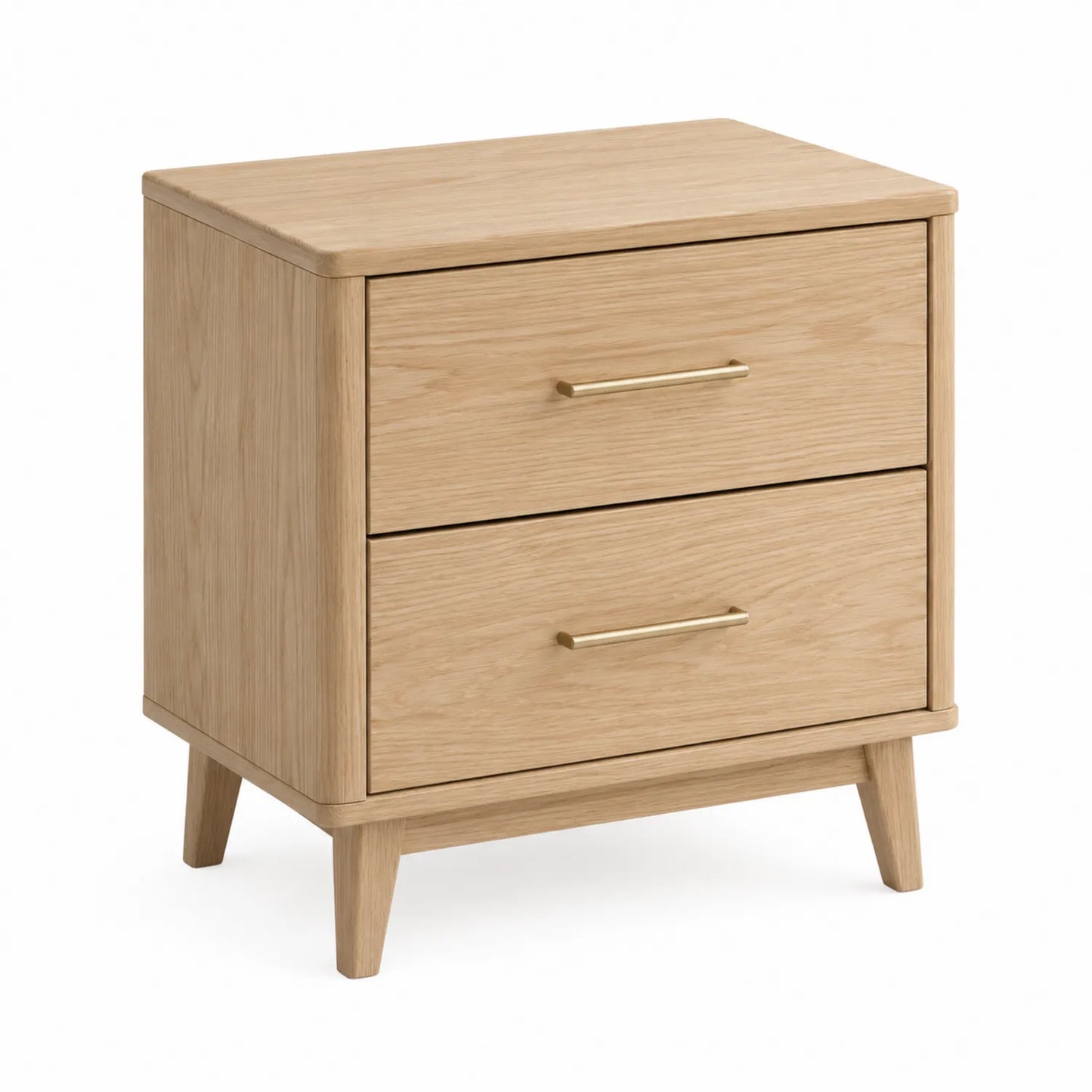Mesita de noche de madera maciza de roble con dos cajones 60 cm