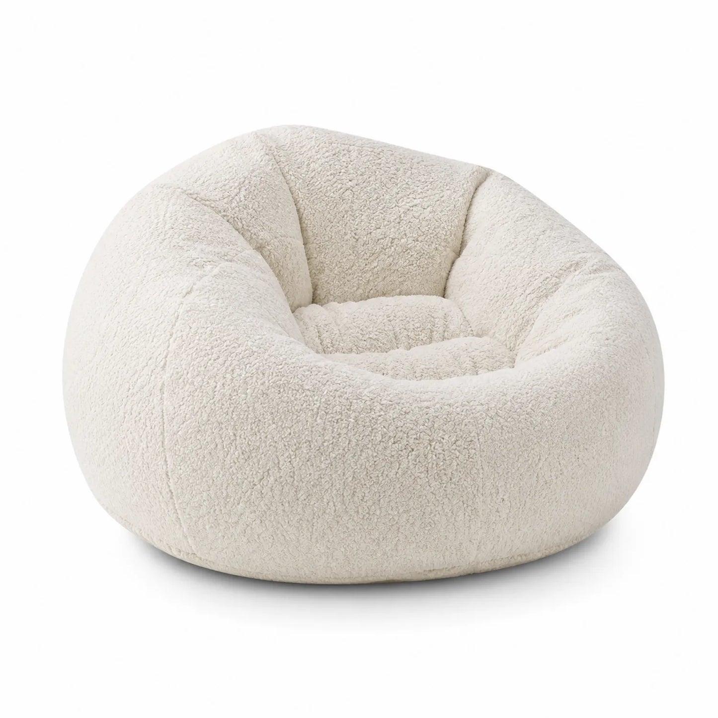 Silla Puff Redonda de Material Textil Beige