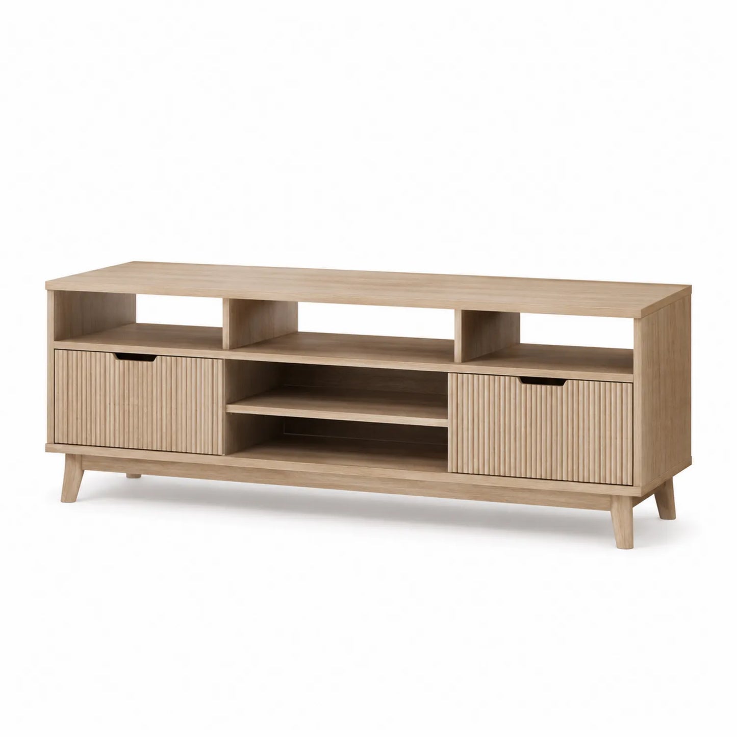 Mueble para TV de madera de roble con estantes y cajones 160x40x55cm