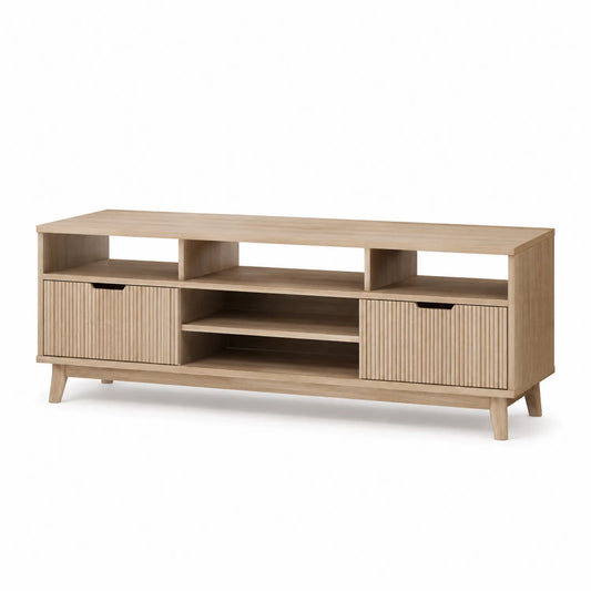 Mueble para TV de madera de roble con estantes y cajones 160x40x55cm