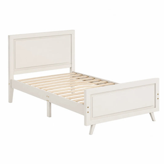 Cama individual de madera y MDF blanca 200x90 cm