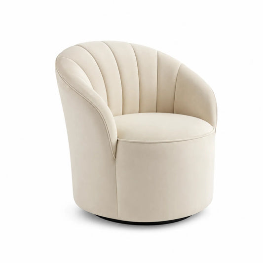Silla Giratoria de Terciopelo Beige