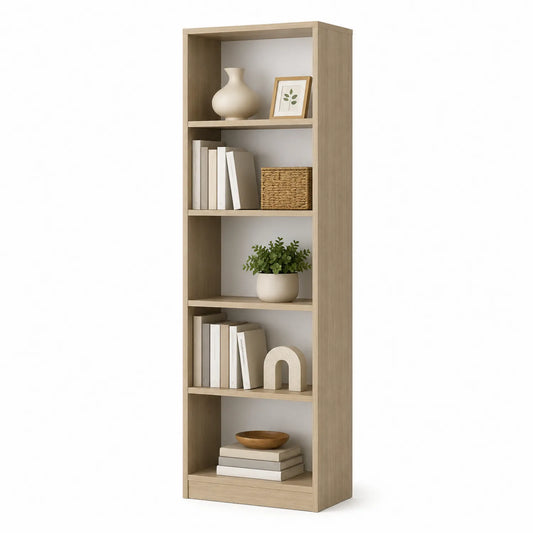 Estantería alta de madera 5 niveles beige