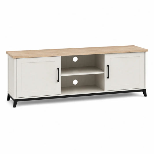 Mueble de TV MDF Blanco Roble 140x40x50 cm