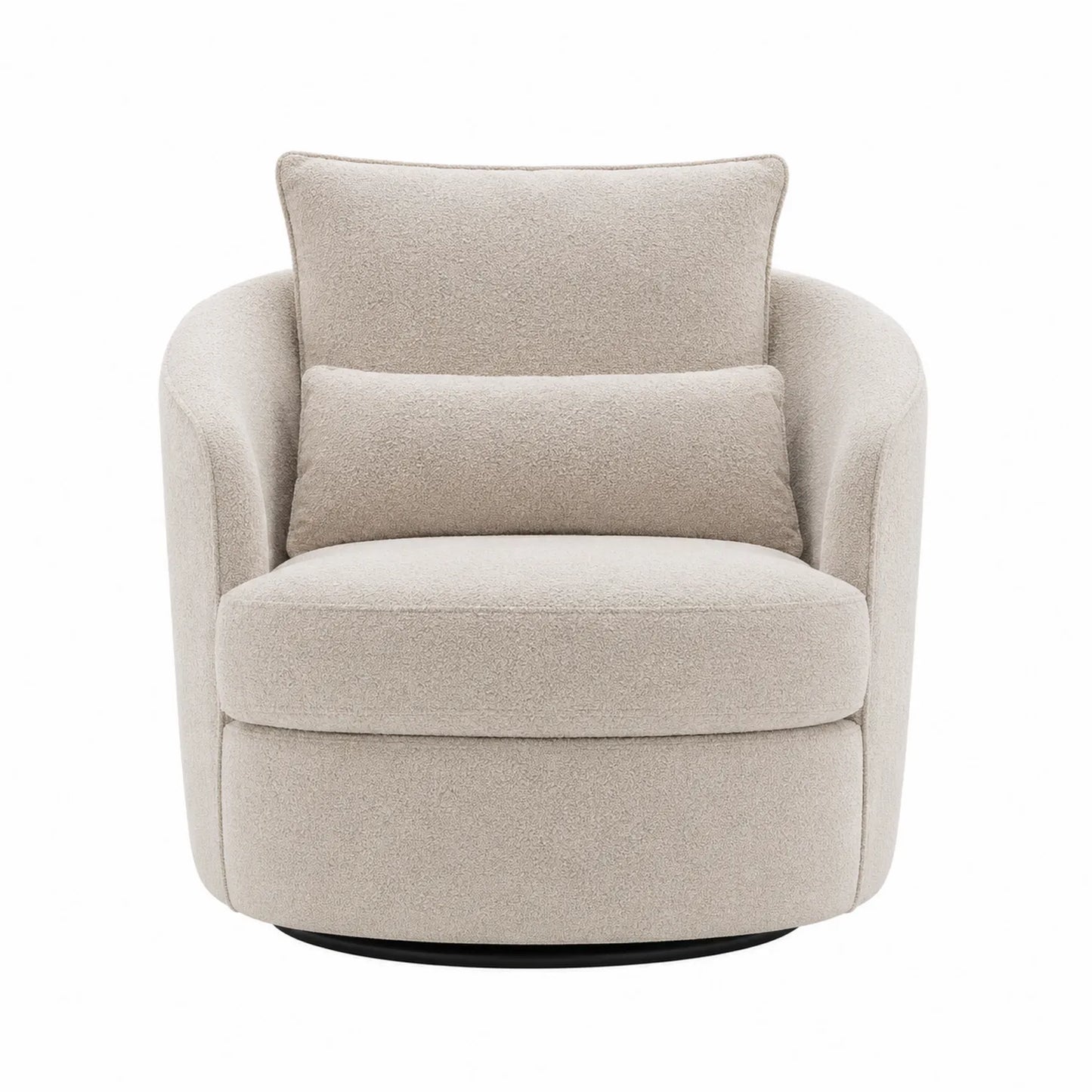 Sillón giratorio de tela poliéster beige