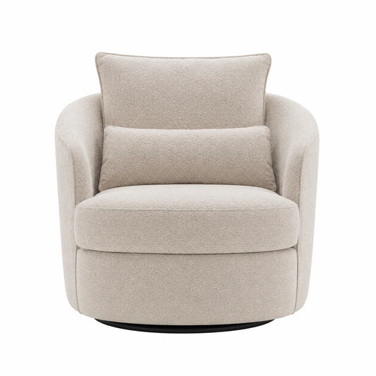 Sillón giratorio de tela poliéster beige