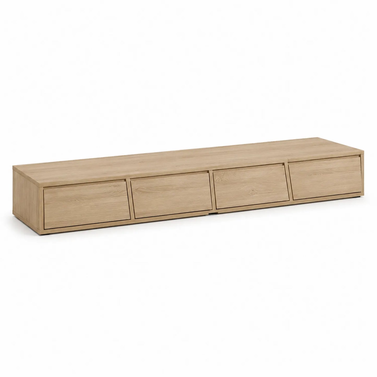 Mueble para TV de MDF con chapa de roble claro 4 cajones, 200 cm