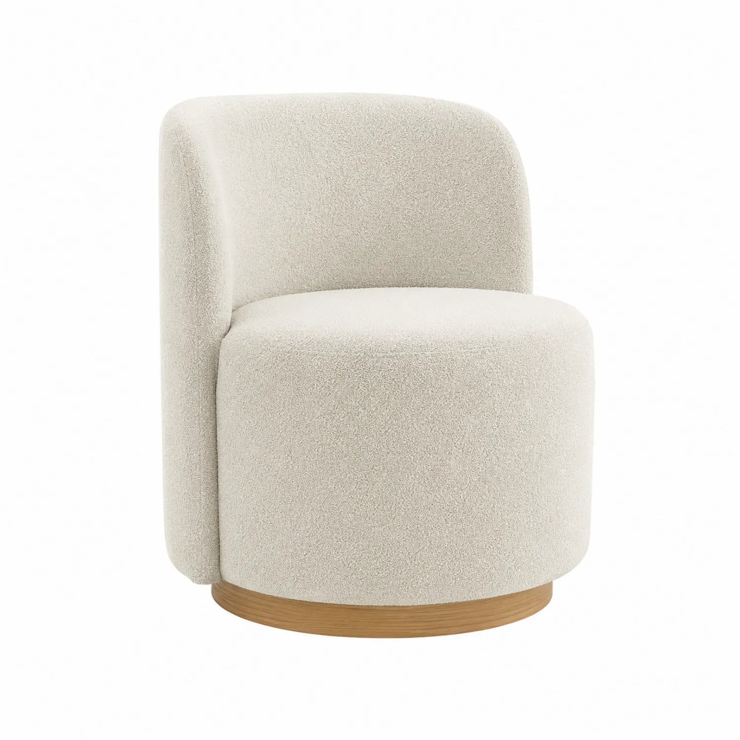 Silla de Tela Bouclé Beige con Base de Madera