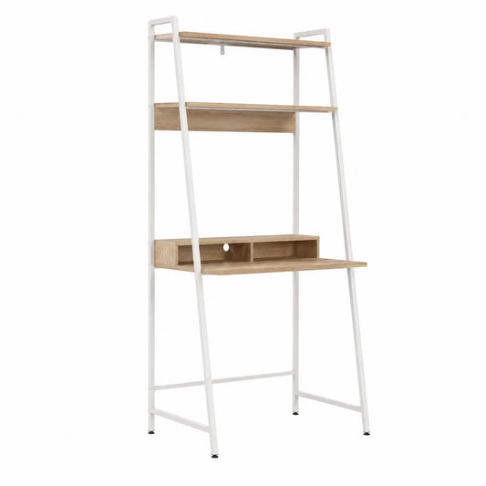 Escritorio de metal y madera con estantería forma escalera 120x50x150 cm