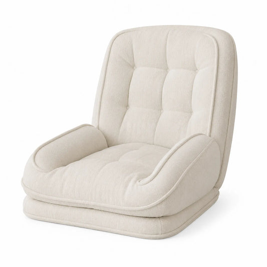 Silla de Suelo de Tela Beige con Respaldo Ajustable
