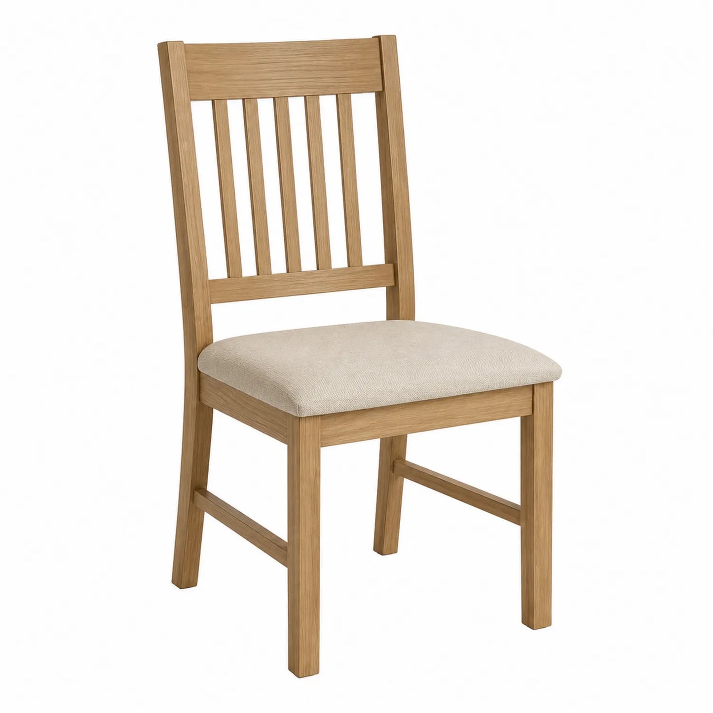 Silla de Madera Maciza con Asiento Tapizado Beige
