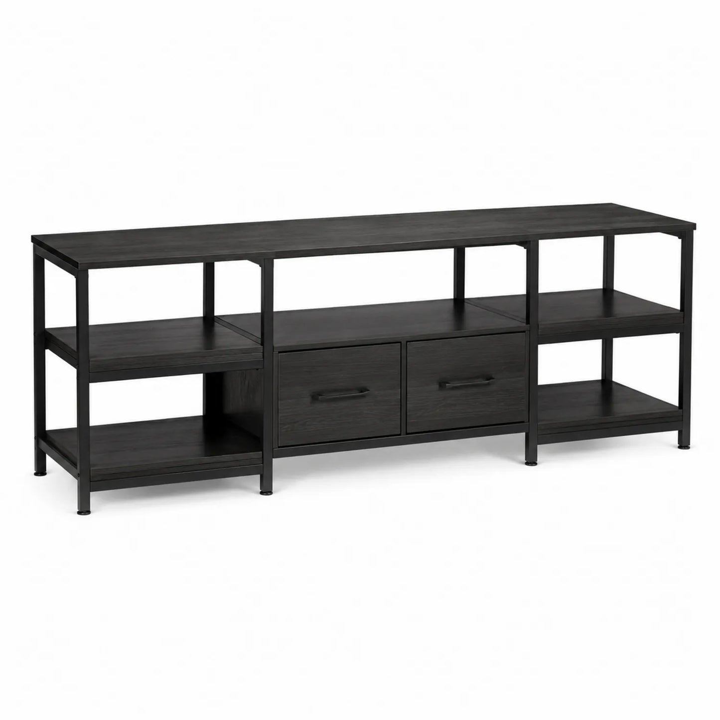 Mueble de TV de MDF y Metal con Estantes y Cajones Negro 150x40x60 cm