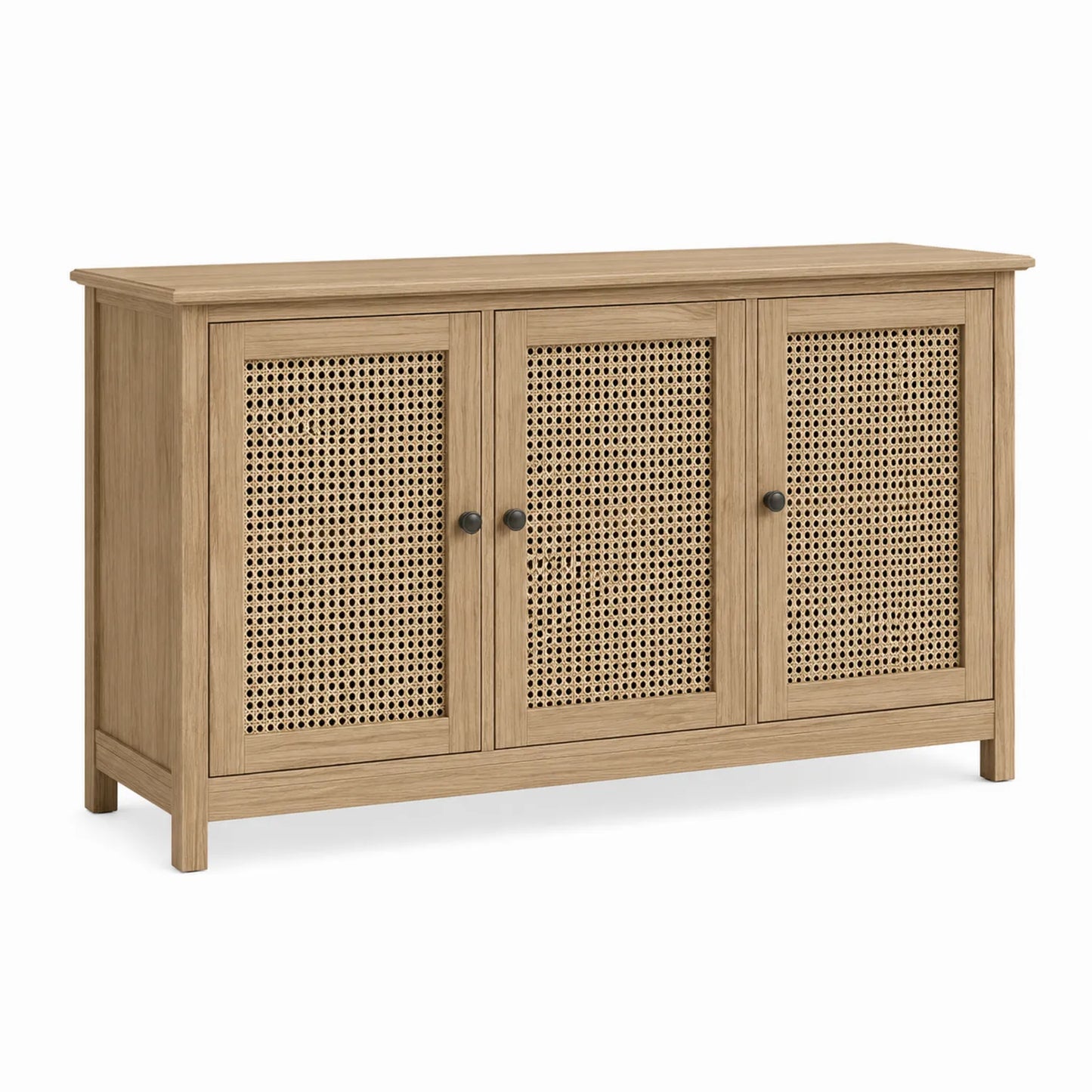 Aparador de madera y ratán 120x40x80 cm