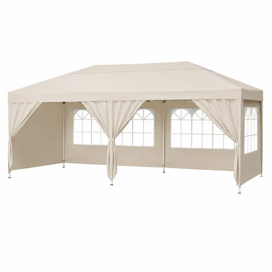 Carpa de Jardín 3x6 m Poliéster Beige con Ventanas